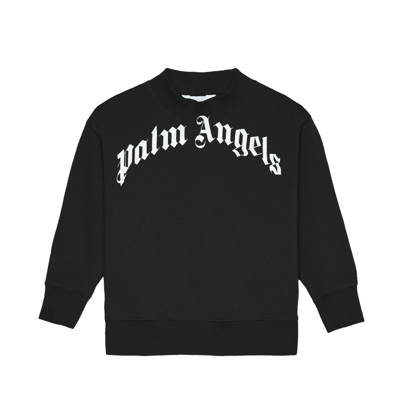 Palm Angels Kids Classic Curved Logo Crewneck Sweater 'Creme Black/White' Size 10