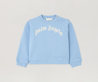 Palm Angels Kids Curved Logo Crewneck Sweater 'Dusty Blue/White' Size 6