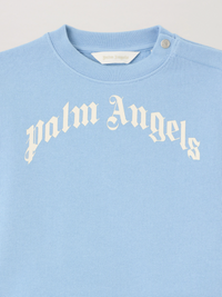 Palm Angels Kids Curved Logo Crewneck Sweater 'Dusty Blue/White' Size 6
