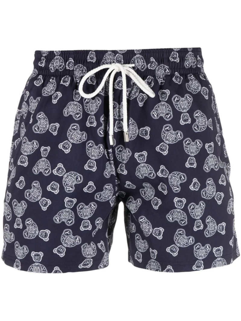Palm Angels X Vilebrequin Kids Bear Logo Paisley Swim Shorts 'Navy' Size 12
