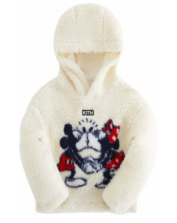Kith X Disney Kids Mickey & Friends Sherpa Hoodie 'Sandrift' Size XS