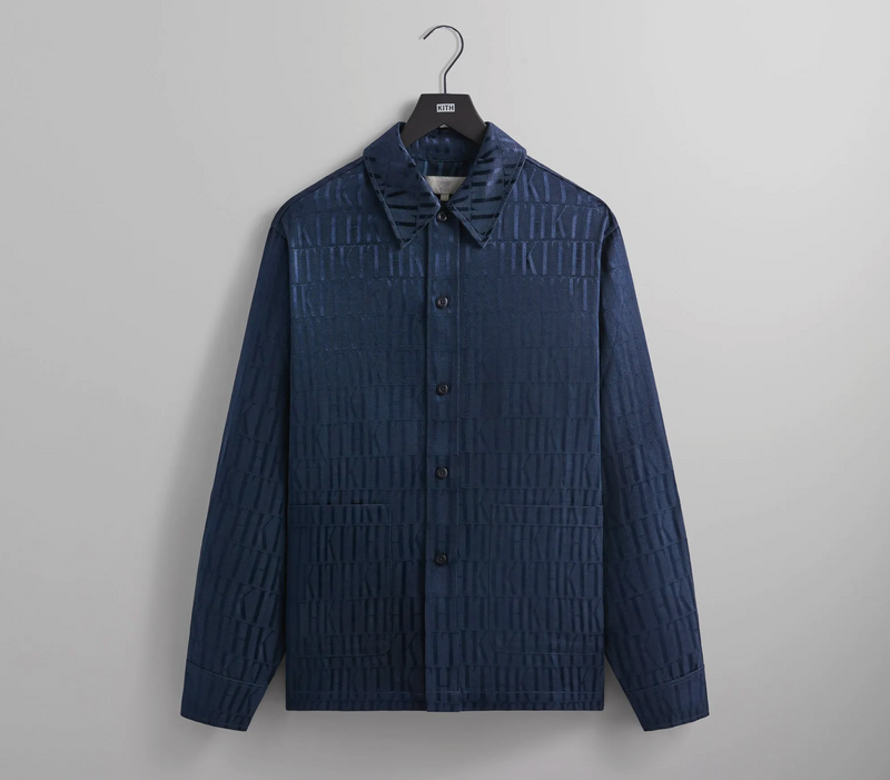 Kith Men's Jacquard Faille L/S Boxy Collared Overshirt 'Nocturnal' Size Medium