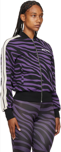 Palm Angels Women's Jaquard Zebra Track Bomber 'Purple/Black' Size Medium