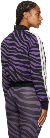 Palm Angels Women's Jaquard Zebra Track Bomber 'Purple/Black' Size Medium
