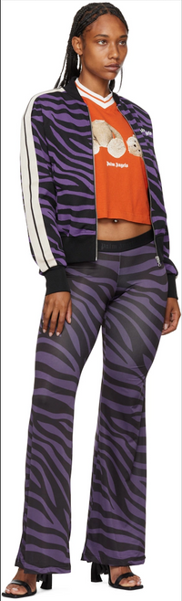 Palm Angels Women's Jaquard Zebra Track Bomber 'Purple/Black' Size Medium