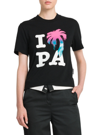Palm Angels Women's 'I Love PA' Slim T-Shirt 'Black/Multicolor' Size Small