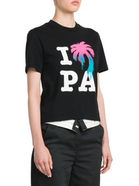 Palm Angels Women's 'I Love PA' Slim T-Shirt 'Black/Multicolor' Size Small