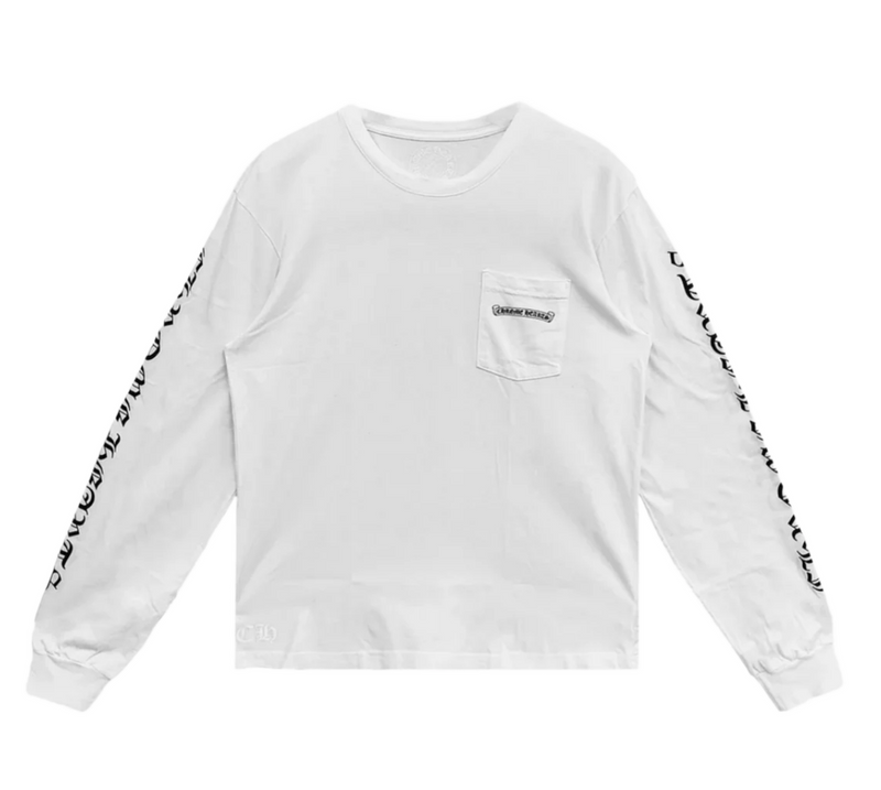 Chrome Hearts Scroll Logo Pocket Long Sleeve Tee White