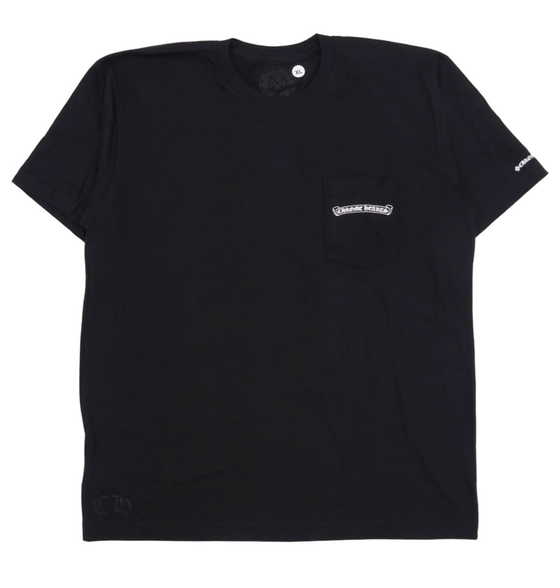 Chrome Hearts 'Black' Scroll Logo Pocket Short Sleeve Tee