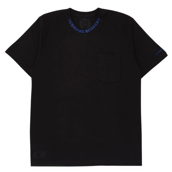 Chrome Hearts Neck Logo Pocket Short Sleeve Tee Shirt Black Blue