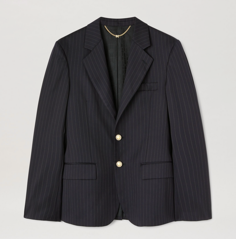 Palm Angels Pinstripes Blazer Jacket 'Navy Blue' Size 52