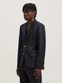 Palm Angels Pinstripes Blazer Jacket 'Navy Blue' Size 52