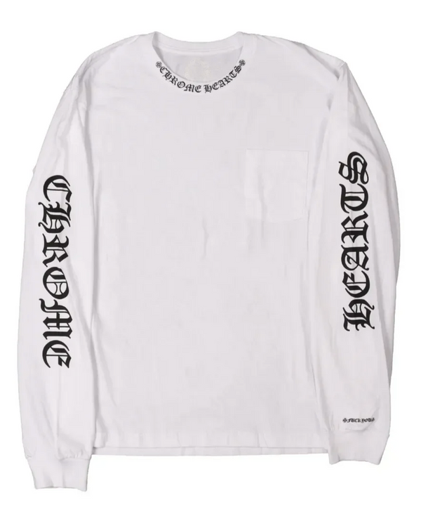 Chrome Hearts 'Neck Logo' White Longsleeve Pocket Tee