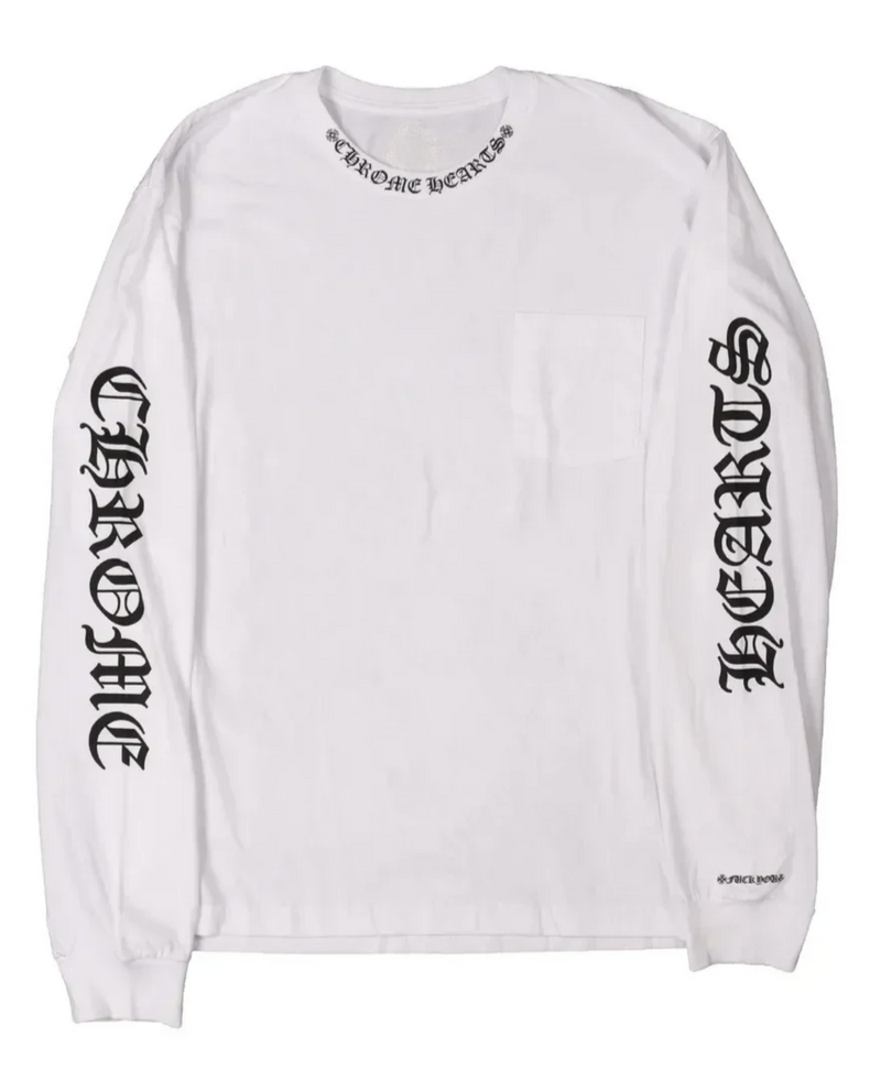 Chrome Hearts 'Neck Logo' White Longsleeve Pocket Tee