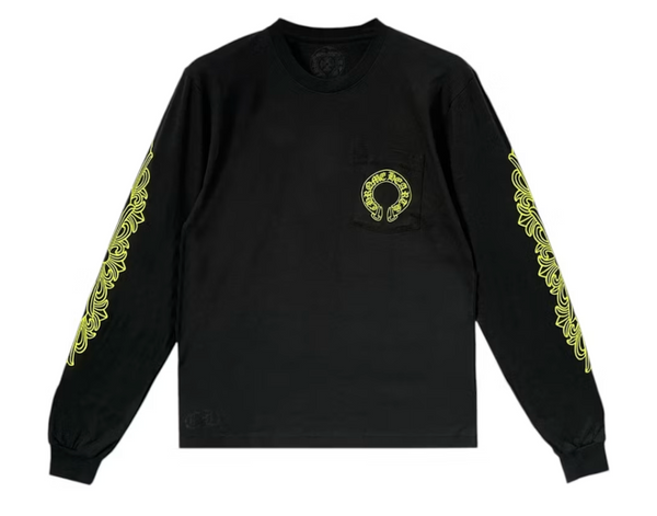 Chrome Hearts Neon Yellow Horseshoe Long Sleeve Tee Black/Neon