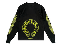 Chrome Hearts Neon Yellow Horseshoe Long Sleeve Tee Black/Neon