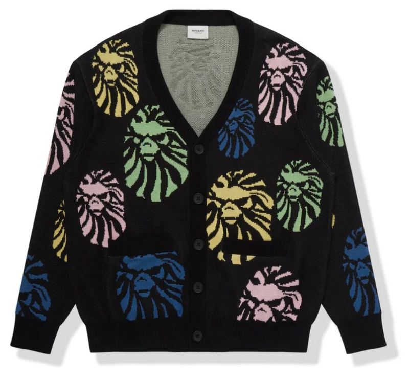 Bape Black Intarsia Knit Ape Head Cardigan Black