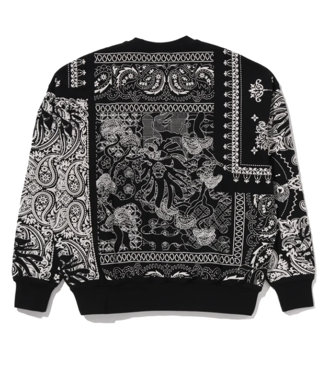 Bape Black Japan Paisley Black Silk Long Sleeve Tee