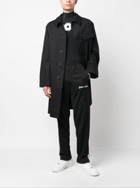 Palm Angels Lightweight Logo Overcoat 'Black/White' Size 52