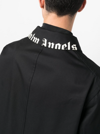 Palm Angels Lightweight Logo Overcoat 'Black/White' Size 52