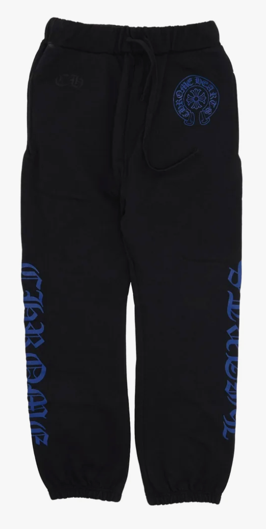 Chrome Hearts Horseshoe Logo Sweatpants 'Black/Blue' Size XL