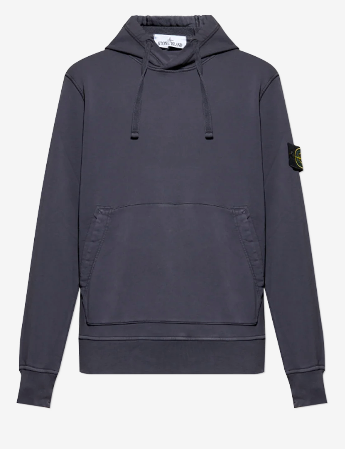 Stone Island Cotton Fleece Regular Fit Hooded Sweatshirt in Ink Blue