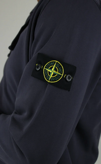 Stone Island Cotton Fleece Regular Fit Hooded Sweatshirt in Ink Blue