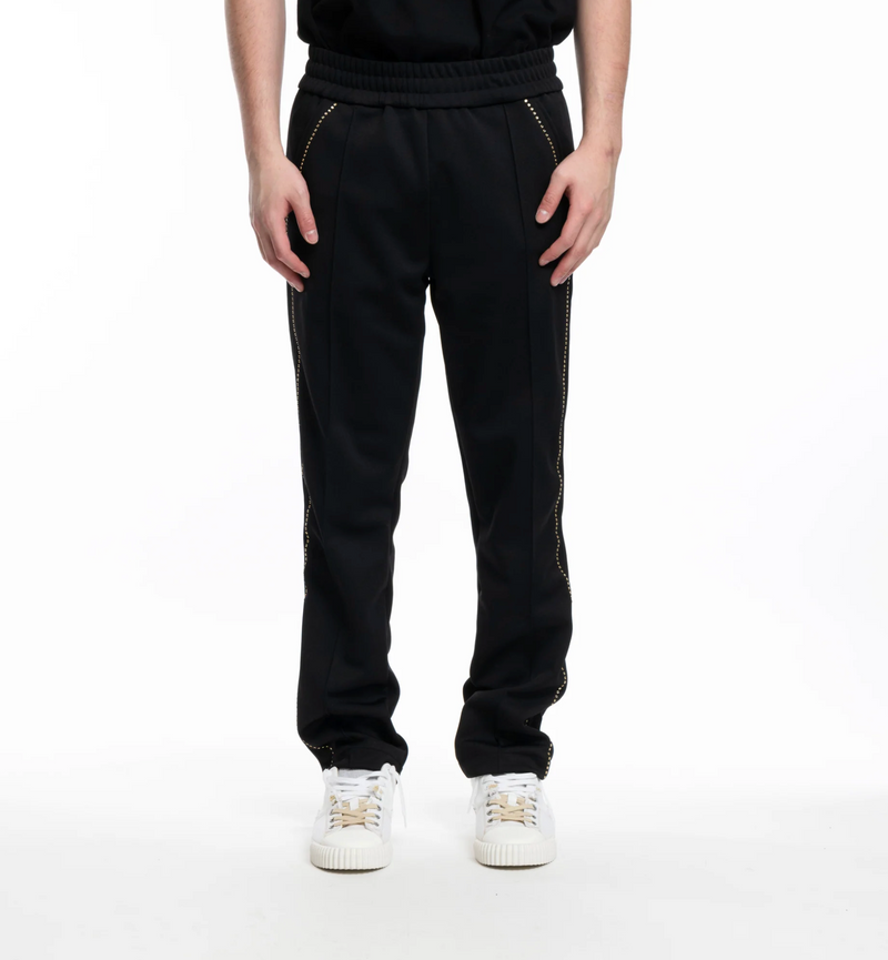 Palm Angels Men's Monogram Studded Track Pants 'Black/Silver' Size Small