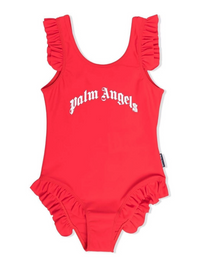 Palm Angels Girl's One Piece Beachwear Logo 'Red/White'
