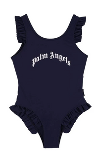 Palm Angels Girl's One Piece Beachwear Logo 'Navy Blue/White'