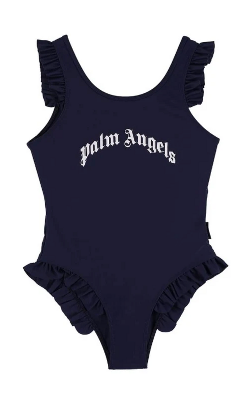 Palm Angels Girl's One Piece Beachwear Logo 'Navy Blue/White'