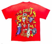 NEW Warren Lotas 'Lie, Cheat, Steal' T-Shirt Faded Red MD