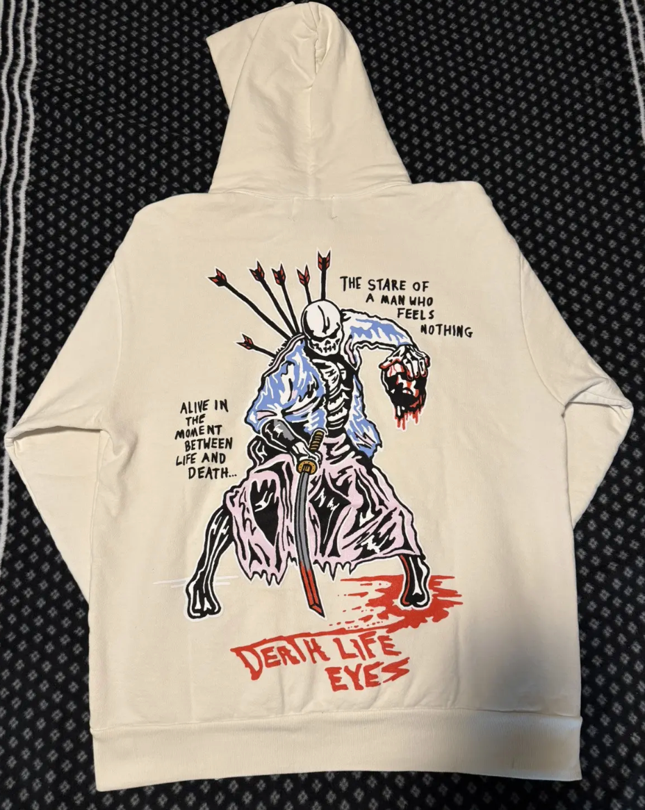 NEW Warren Lotas 'Man Who Feels Nothing' Alt Cream Pullover Hoodie SM