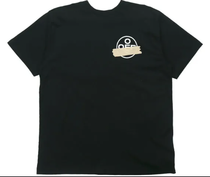 Off-White 'Tape Arrows' Black & Beige Slim T-Shirt (Oversized) XS