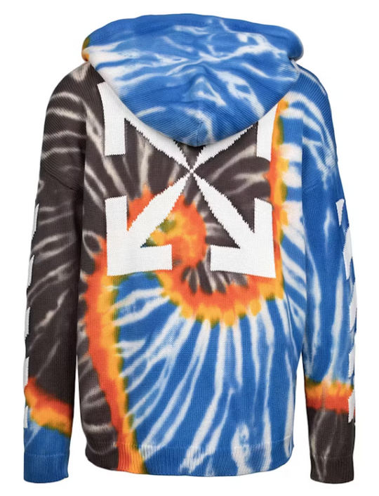 Off-White Diag Tie-Dye Knit Pullover Hoodie Multi-Color MD
