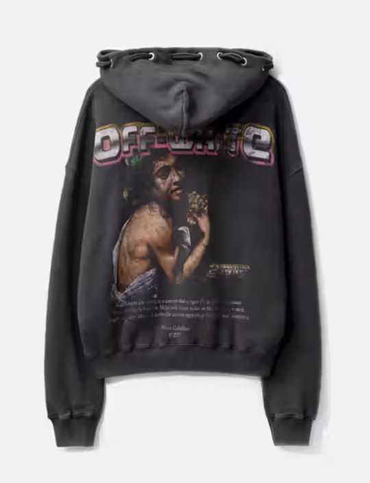 Off-White Digit Bacchus Double String Pullover Hoodie Faded Black MD