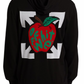 Off-White Made In Italy Apple Knit Logo Pullover Hoodie Black MD