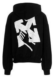 OFF-WHITE 'Hand Arrow' Graphic Boxy Black Pullover Hoodie LG