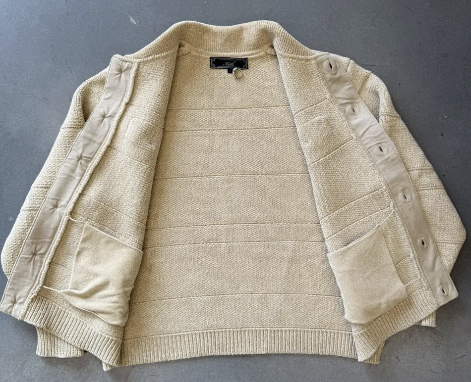 KITH Men's Stiles Knit Trucker Jacket - Plateau Beige SM BRAND NEW