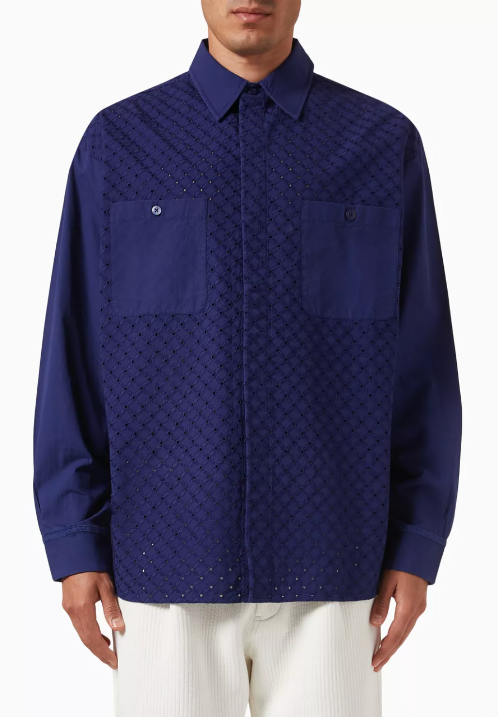 KITH Men's Lattice Floral LS Apollo Button Up Shirt - Navy Blue - Size Small BRAND NEW