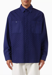 KITH Men's Lattice Floral LS Apollo Button Up Shirt - Navy Blue - Size Small BRAND NEW