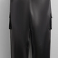 KITH Men's Leather Sennet II Black Cargo Pants - Size XL