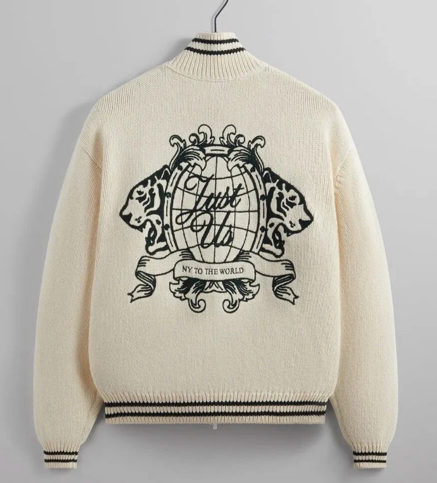 KITH Men's Wyona Full Zip Varsity Sweater - Beige - Size XL Brand New