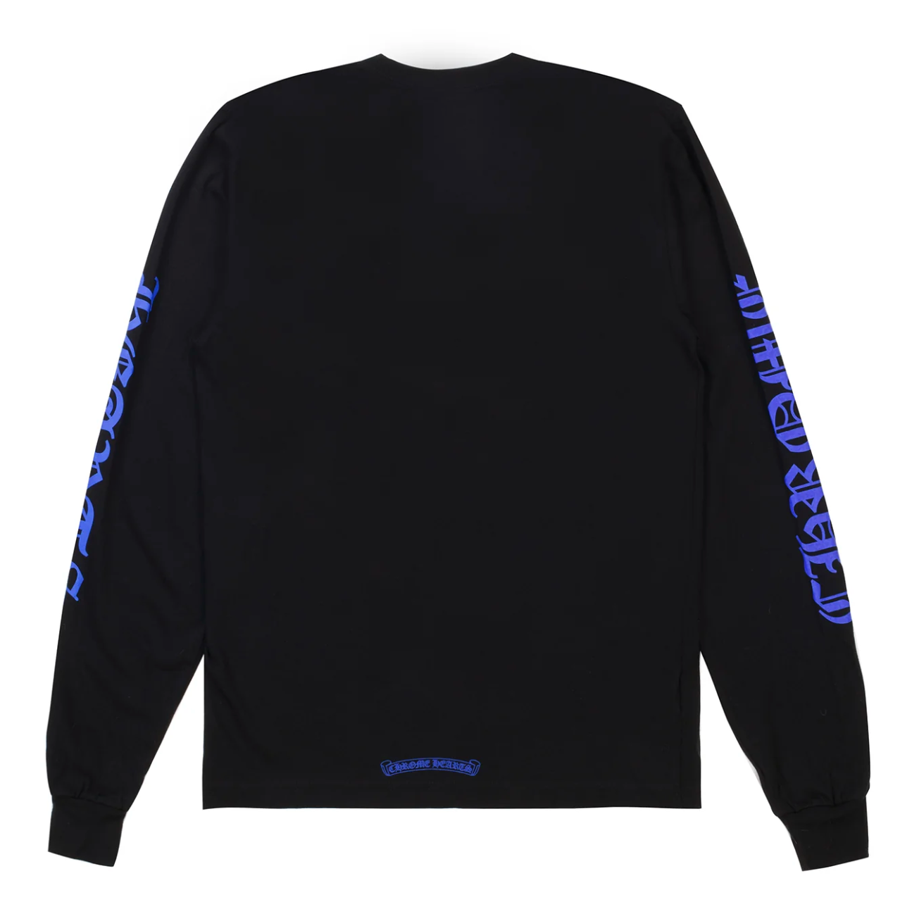 Chrome Hearts Blue Neck Logo Black L/S Shirt - Size Small Men's