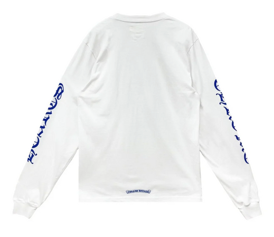 Chrome Hearts Blue Neck Logo White L/S Shirt - Size XXL Brand New