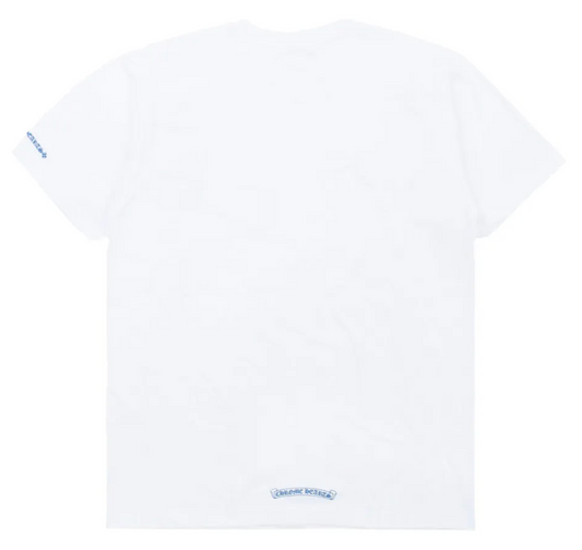 Chrome Hearts Blue Neck Logo White S/S T-Shirt - Men's Medium