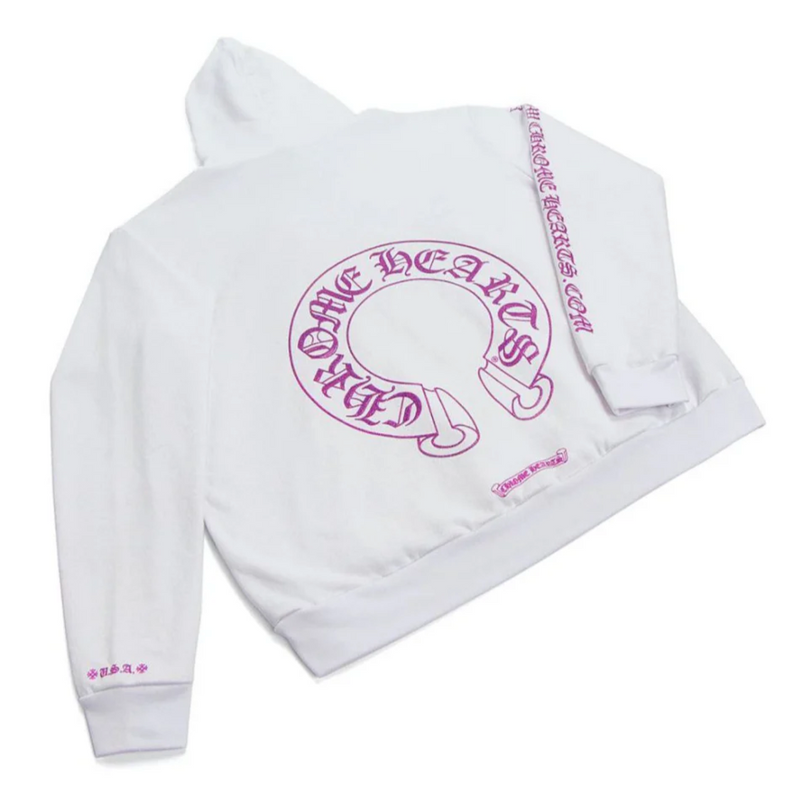 Chrome Hearts Purple Glitter Horseshoe Pullover Hoodie - Size Large