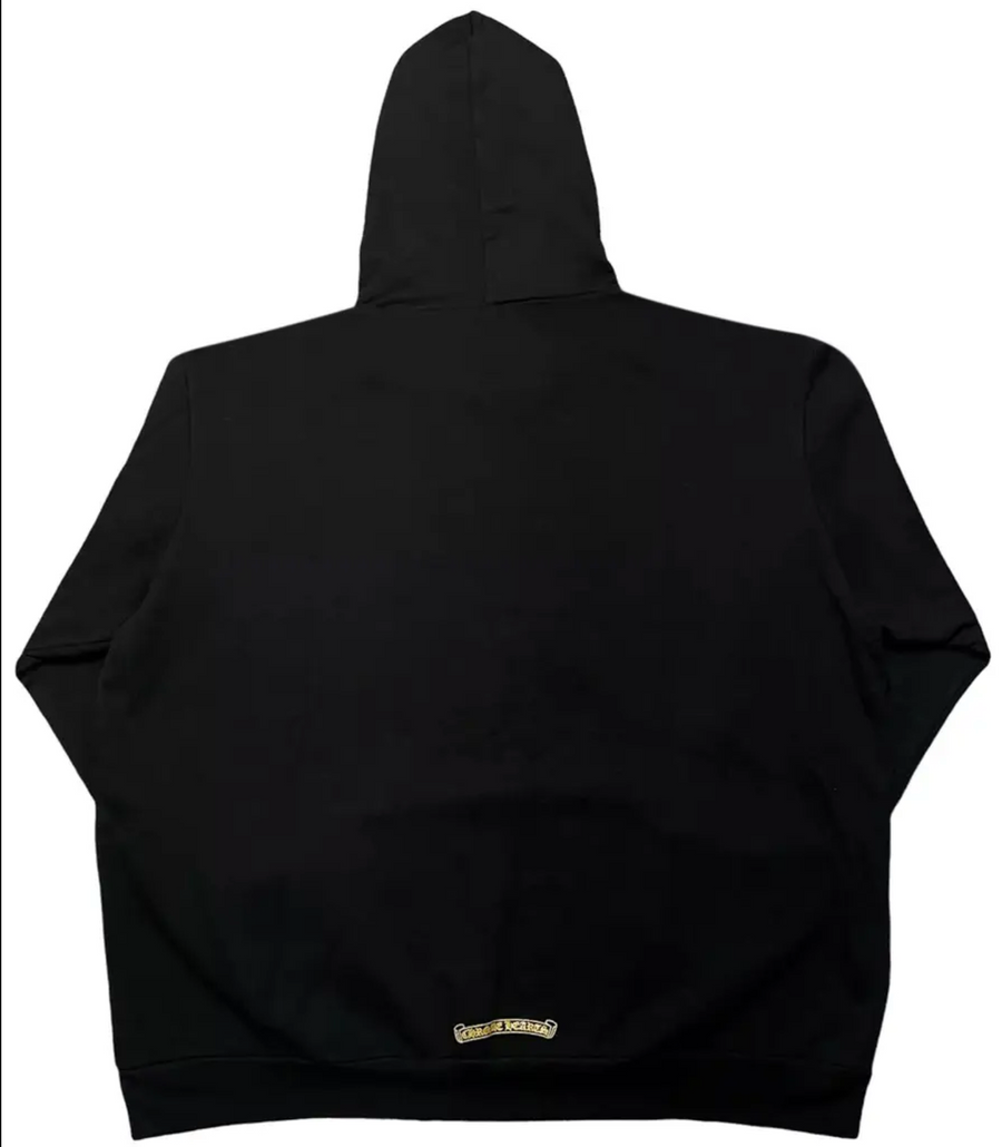 Chrome Hearts Authentic Black/Gold Glitter 1988 Pullover Hoodie - Size Large