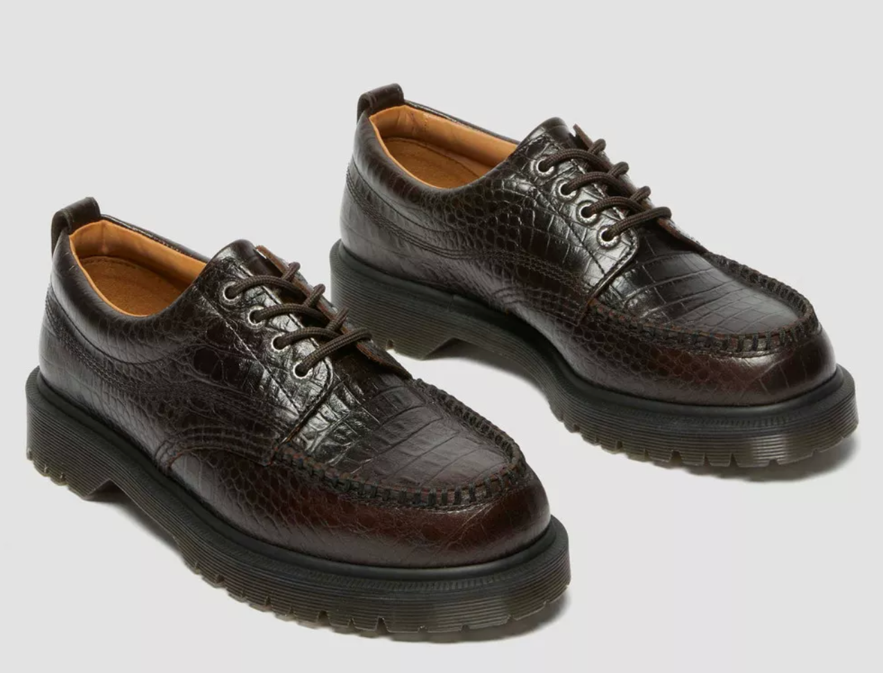 Dr. Marten's Lowell Brown Croc Moc Toe Shoes - Size 7M