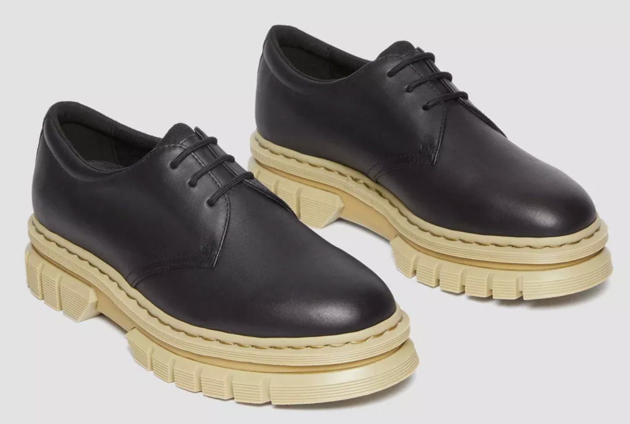 Dr. Marten's Rikard Contrast Sole Black Leather Platform Shoes - Size 8M